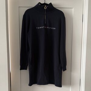 Tommy Hilfiger Dark Blue Half-Zip Logo Dress